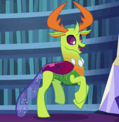 Size: 437x448 | Tagged: safe, screencap, thorax, changedling, changeling, triple threat, animated, cute, gif, king thorax, silly changeling, solo, thorabetes, trotting, trotting in place