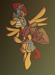 Size: 1112x1520 | Tagged: safe, artist:cowsrtasty, flash magnus, pony, campfire tales, armor, netitus, shield, solo