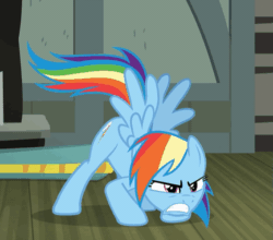 Size: 567x499 | Tagged: safe, screencap, rainbow dash, pegasus, pony, daring done?, animated, cropped, gif, solo