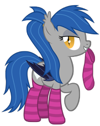 Size: 3972x5000 | Tagged: safe, artist:vito, oc, oc only, oc:moonlight, bat pony, pony, /mlp/, absurd resolution, bedroom eyes, clothes, female, mare, mouth hold, simple background, socks, solo, striped socks, transparent background, vector