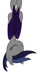 Size: 2481x4764 | Tagged: safe, artist:vito, oc, oc only, oc:echo, bat pony, pony, behaving like a bat, cute, eyes closed, hanging, simple background, sleeping, smiling, solo, transparent background, upside down, vector