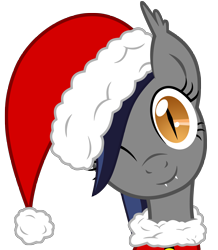 Size: 4368x5000 | Tagged: safe, artist:leadhooves, artist:mamandil, artist:vito, oc, oc only, oc:echo, bat pony, pony, absurd resolution, christmas ponies, hat, santa hat, simple background, solo, transparent background, vector