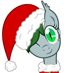 Size: 4356x4944 | Tagged: safe, artist:leadhooves, artist:mamandil, artist:vito, oc, oc only, oc:nightlight, bat pony, pony, absurd resolution, christmas ponies, hat, santa hat, simple background, solo, transparent background, vector