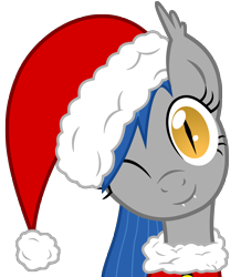 Size: 4368x5000 | Tagged: safe, artist:leadhooves, artist:mamandil, artist:vito, oc, oc only, oc:moonlight, bat pony, pony, absurd resolution, christmas ponies, hat, santa hat, simple background, solo, transparent background, vector