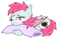 Size: 5000x3203 | Tagged: safe, artist:vito, oc, oc only, oc:robinia, bat pony, pony, absurd resolution, pillow, simple background, sleepy, transparent background, vector