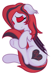 Size: 1613x2366 | Tagged: safe, artist:vito, oc, oc only, oc:arrhythmia, bat pony, pony, sleeping, solo, tail hug