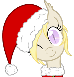 Size: 4778x5000 | Tagged: safe, artist:vito, oc, oc only, oc:pom pom, bat pony, pony, absurd resolution, clothes, santa costume, solo, wink