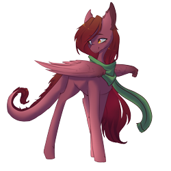 Size: 2000x2000 | Tagged: safe, artist:myralilth, oc, oc only, pegasus, pony, clothes, dragon tail, female, mare, scarf, simple background, smiling, solo, transparent background