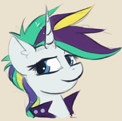 Size: 729x722 | Tagged: safe, artist:marsminer, rarity, pony, unicorn, it isn't the mane thing about you, alternate hairstyle, female, mare, raripunk, solo, that was fast