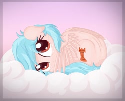 Size: 995x803 | Tagged: safe, artist:vito, cozy glow, pegasus, pony, a better ending for cozy, alternate hairstyle, cloud, covering, cozybetes, cozylove, curled up, cute, female, filly, foal, looking at you, weapons-grade cute
