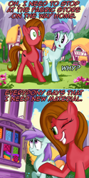 Size: 800x1602 | Tagged: safe, artist:jowyb, oc, oc:pun, oc:sunshine morning, pony, ask, ask pun, eyeroll, pun