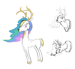 Size: 803x736 | Tagged: safe, artist:jargon scott, princess celestia, deer, deerified, mounted head, simple background, solo, species swap, trophy, white background