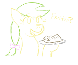 Size: 651x548 | Tagged: safe, artist:jargon scott, apple fritter, apple family member, apple fritter (food), solo, style emulation