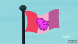 Size: 640x360 | Tagged: safe, screencap, marks and recreation, animated, cutie mark crusaders flag, flag, gif, no pony