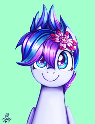 Size: 954x1243 | Tagged: safe, artist:jowyb, oc, pegasus, pony, flower, flower in hair, solo