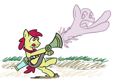 Size: 1278x844 | Tagged: safe, artist:jargon scott, apple bloom, applebuck, ghost, bloom and gloom, ghostbusters, parody, pest control gear, rule 63, spoiler