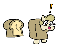 Size: 580x450 | Tagged: safe, artist:jargon scott, oc, oc only, oc:bread pony, bread pony, food pony, original species, bisection, bread, bread head, half, modular, simple background, solo, white background