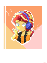 Size: 1477x1950 | Tagged: safe, artist:noahther, sunset shimmer, equestria girls, equestria girls series, overpowered (equestria girls), clothes, female, headphones, solo