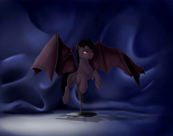 Size: 4700x3700 | Tagged: safe, artist:skitsroom, oc, oc only, bat pony, vampire, fangs, figurine, red eyes, slit eyes, solo, toy