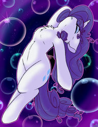 Size: 2550x3300 | Tagged: safe, artist:skoon, rarity, pony, unicorn, abstract background, bubble, chest fluff, eyes closed, female, floppy ears, mare, solo, sultry pose, swoon