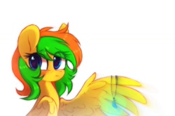 Size: 2449x1632 | Tagged: safe, artist:mirtash, oc, oc only, oc:sunflower summer, pegasus, pony, female, mare, rcf community, simple background, solo, white background