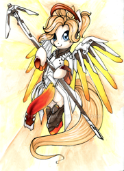 Size: 600x830 | Tagged: safe, artist:pingwinowa, pony, female, mare, mercy, overwatch, ponified, solo