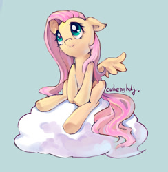 Size: 1024x1049 | Tagged: safe, artist:cuhenghdj, fluttershy, pegasus, pony, cloud, cute, looking up, shyabetes, simple background, solo