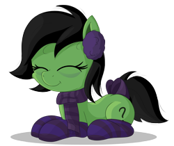 Size: 2000x1678 | Tagged: safe, artist:vito, oc, oc:anon filly, oc:comfy filly, cute, earmuffs, scarf, simple background, socks