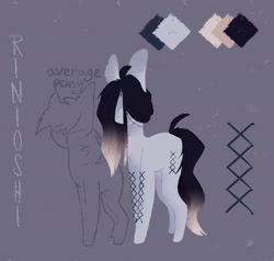 Size: 2100x2000 | Tagged: safe, artist:rinioshi, oc, oc only, earth pony, pony, ear fluff, female, hair over eyes, mare, reference sheet, solo