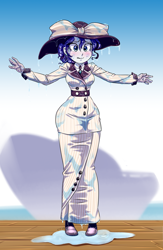 Size: 588x900 | Tagged: safe, artist:pia-sama, rarity, equestria girls, ppov, blushing, boots, clothes, commission, costume, crossover, dress, female, raristocrat, rose dewitt bukater, shoes, solo, titanic, wet, wet clothes, wide hips