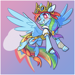 Size: 1200x1200 | Tagged: safe, artist:xenon, rainbow dash, pegasus, pony, my little pony: the movie, clothes, cutie mark, cutie mark background, ear piercing, earring, female, goggles, gradient background, jewelry, mare, piercing, pirate, pirate rainbow dash, solo, unshorn fetlocks