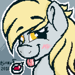 Size: 2048x2048 | Tagged: safe, artist:binkyt11, derpy hooves, pegasus, pony, :p, blushing, cute, derp, derpabetes, female, mare, pictogram, pixel art, silly, smiling, solo, tongue out