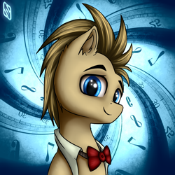 Size: 1500x1500 | Tagged: safe, artist:6editor9, doctor whooves, earth pony, pony, bowtie, male, smiling, solo, stallion