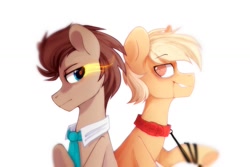 Size: 2449x1632 | Tagged: safe, artist:mirtash, doctor whooves, earth pony, pony, collar, doctor who, duo, male, necktie, ponified, rcf community, simple background, stallion, the master, white background