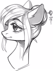 Size: 1608x2160 | Tagged: safe, artist:fensu-san, oc, oc only, pony, bust, female, mare, monochrome, portrait, sketch, solo