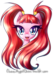 Size: 624x900 | Tagged: safe, artist:chaosangeldesu, pacific glow, earth pony, pony, bust, female, mare, open mouth, portrait, simple background, smiling, solo, starry eyes, transparent background, wingding eyes