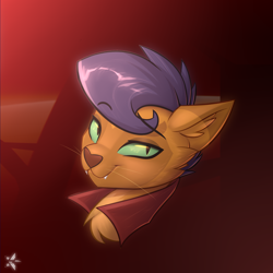 Size: 2200x2200 | Tagged: safe, artist:starfall-spark, capper dapperpaws, abyssinian, anthro, cat, my little pony: the movie, bust, clothes, fangs, male, portrait, simple background, solo