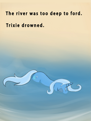 Size: 669x885 | Tagged: safe, artist:firenhooves, trixie, pony, unicorn, abuse, asphyxiation, comic, dead, death, drowning, female, mare, oregon trail, pokémon, pokémon go, reality ensues, this ended in death, trixiebuse, water