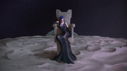 Size: 3500x1968 | Tagged: safe, artist:alekksandar, nightmare moon, human, crying, humanized, moon, solo