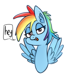 Size: 713x802 | Tagged: safe, artist:firenhooves, rainbow dash, pegasus, pony, bust, cute, dialogue, ear fluff, female, looking at you, mare, open mouth, simple background, solo, speech bubble, talking, white background, wings