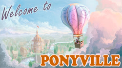 Size: 1500x838 | Tagged: safe, artist:nemo2d, spike, twilight sparkle, dragon, pony, unicorn, female, hot air balloon, mare, ponyville, scenery, town