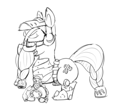 Size: 480x439 | Tagged: safe, artist:firenhooves, oc, pony, armor, black and white, grayscale, lineart, monochrome, solo