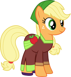 Size: 1000x1090 | Tagged: safe, artist:cloudyglow, applejack, earth pony, pony, movie magic, spoiler:eqg specials, clothes, equestria girls outfit, equestria girls ponified, female, freckles, mare, ponified, simple background, smiling, solo, trace, transparent background, vector, vector trace