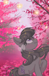 Size: 780x1200 | Tagged: safe, artist:xjenn9, octavia melody, earth pony, pony, beautiful, branches, cute, female, leaf, mare, ribbon, smiling, solo, tavibetes, tree