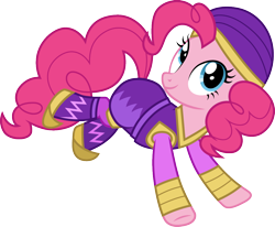 Size: 1000x822 | Tagged: safe, artist:cloudyglow, pinkie pie, earth pony, pony, equestria girls, movie magic, spoiler:eqg specials, clothes, costume, equestria girls outfit, equestria girls ponified, female, mare, ponified, simple background, solo, transparent background