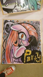 Size: 576x1024 | Tagged: safe, artist:akira bano, pinkie pie, earth pony, pony, converse, evil grin, female, grin, mare, pinkamena diane pie, shoes, smiling, solo, traditional art