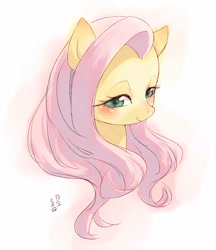 Size: 1000x1157 | Tagged: safe, artist:yanamosuda, fluttershy, pegasus, pony, blushing, cute, female, lidded eyes, mare, shyabetes, simple background, smiling, solo