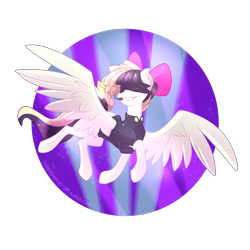 Size: 2500x2500 | Tagged: dead source, safe, artist:lolepopenon, songbird serenade, pegasus, pony, my little pony: the movie, bow, clothes, female, hair bow, headworn microphone, mare, simple background, smiling, solo, transparent background