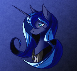 Size: 2680x2488 | Tagged: safe, artist:akweer, princess luna, alicorn, pony, bust, female, jewelry, looking at you, mare, necklace, solo