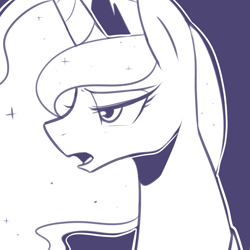 Size: 2500x2500 | Tagged: safe, artist:maren, princess luna, alicorn, pony, bust, female, jewelry, mare, monochrome, regalia, solo